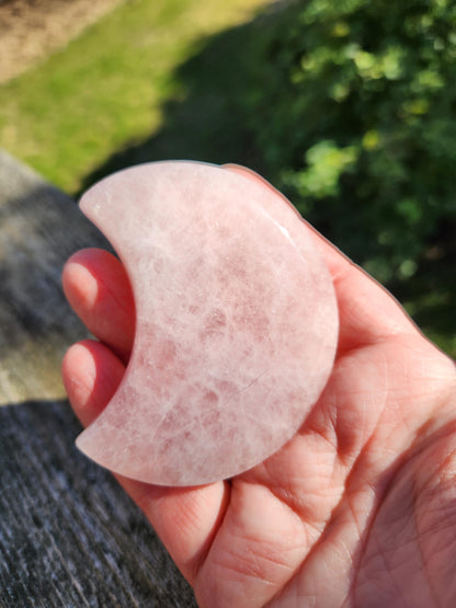 Rose Quartz Half Moon Crystal Shallow Bowl Or Dish: Decorative Small Tray
