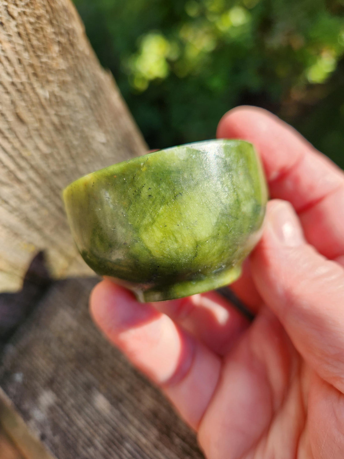 Dark Green Jade Crystal Small Bowl