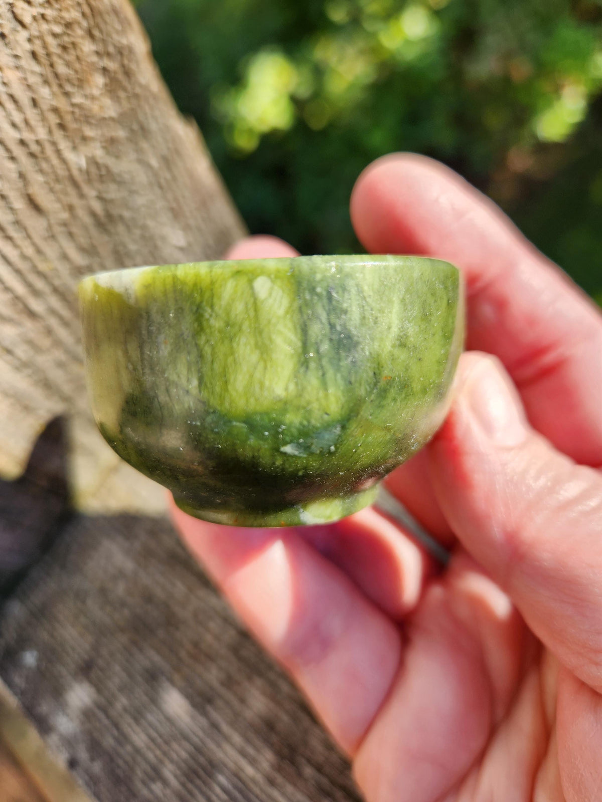 Dark Green Jade Crystal Small Bowl