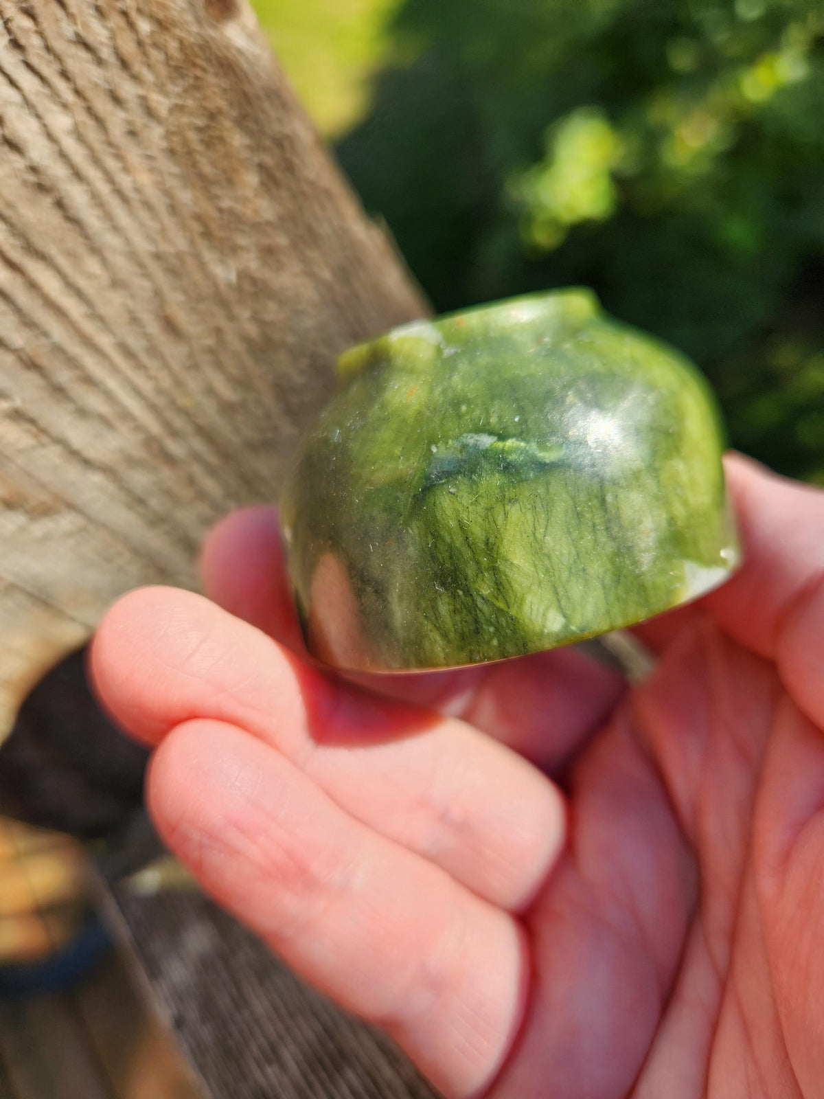 Dark Green Jade Crystal Small Bowl