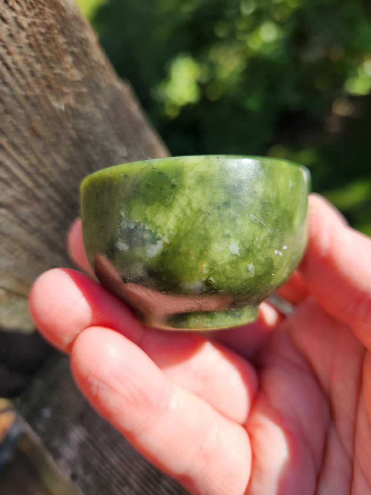 Dark Green Jade Crystal Small Bowl