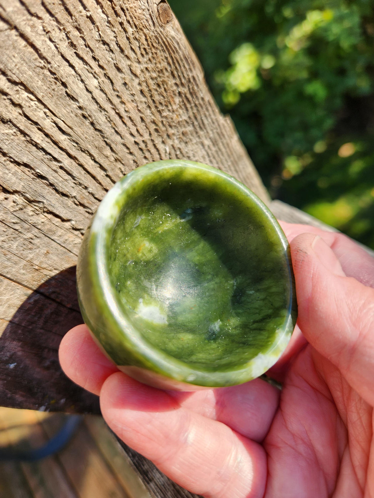 Dark Green Jade Crystal Small Bowl