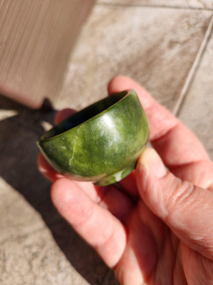 Dark Green Jade Crystal Small Bowl