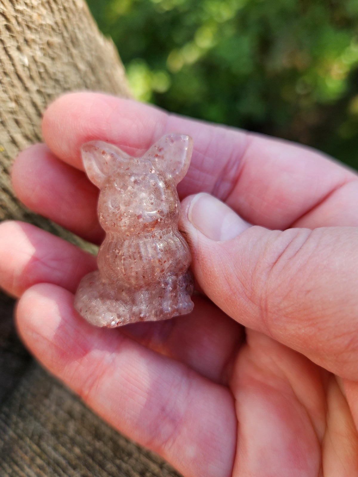 Eevee Strawberry Quartz Carving, Pokémon Crystal, Small