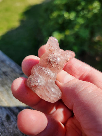 Eevee Strawberry Quartz Carving, Pokémon Crystal, Small