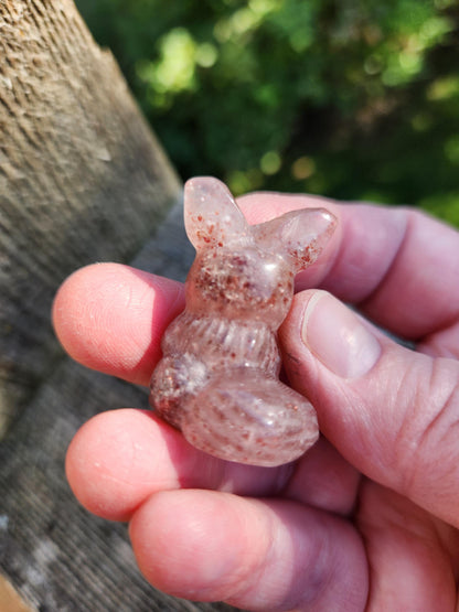 Eevee Strawberry Quartz Carving, Pokémon Crystal, Small