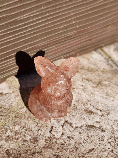 Eevee Strawberry Quartz Carving, Pokémon Crystal, Small