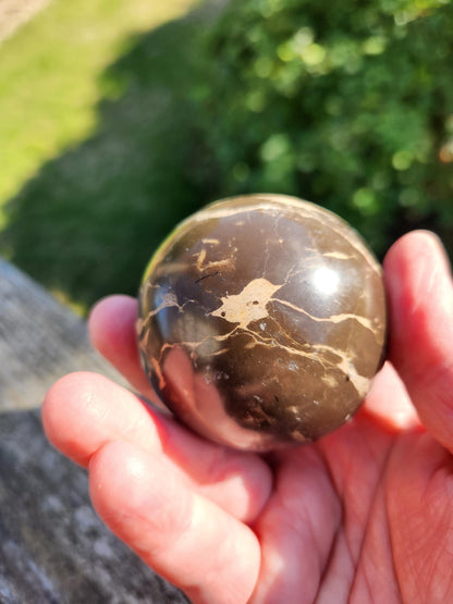 Polished Coffee Jasper Crystal Sphere, Coffee Bean Stone