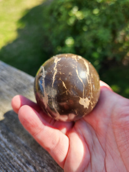 Polished Coffee Jasper Crystal Sphere, Coffee Bean Stone
