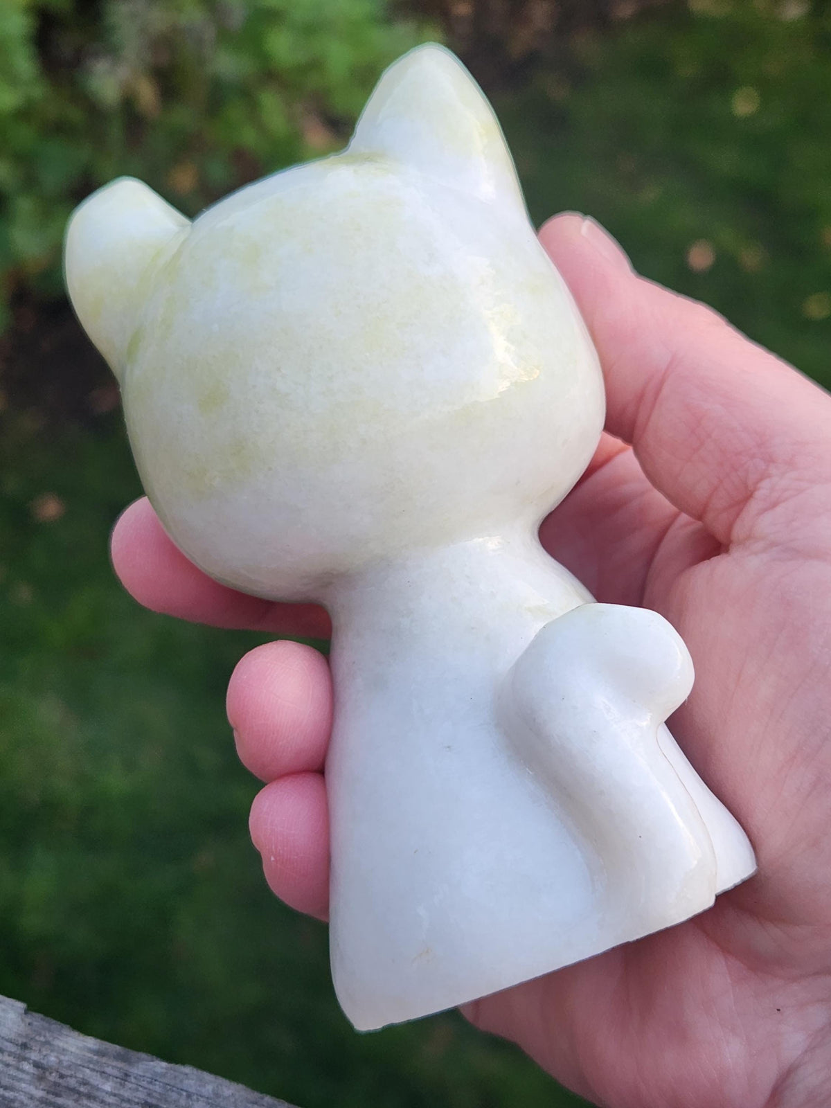 Artemis Cat From Sailor Moon, White Feline, Large Chrysoprase Crystal Cat, Anime