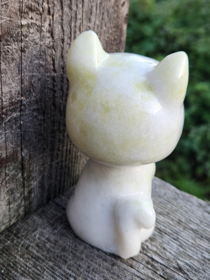 Artemis Cat From Sailor Moon, White Feline, Large Chrysoprase Crystal Cat, Anime