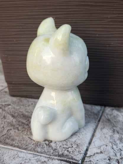 Artemis Cat From Sailor Moon, White Feline, Large Chrysoprase Crystal Cat, Anime