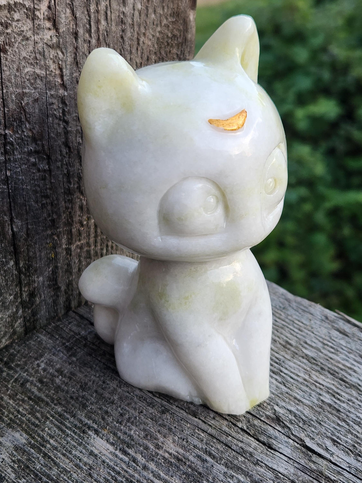Artemis Cat From Sailor Moon, White Feline, Large Chrysoprase Crystal Cat, Anime
