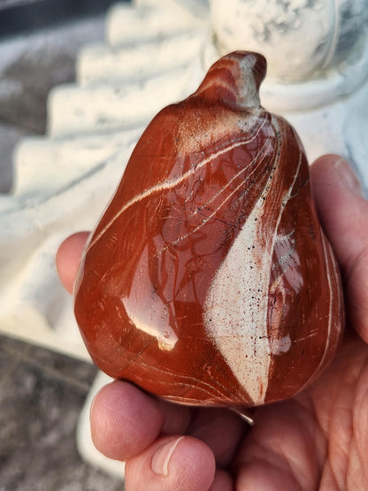Red and White Jasper Pumpkin Polished Crystal, Fall Decoration, Gourd