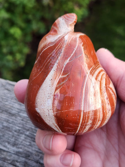 Red and White Jasper Pumpkin Polished Crystal, Fall Decoration, Gourd