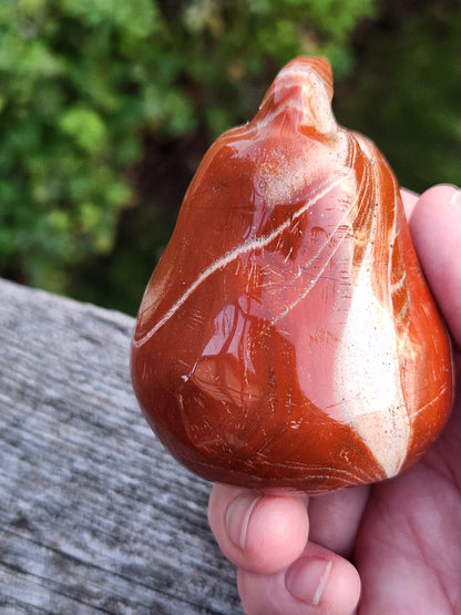 Red and White Jasper Pumpkin Polished Crystal, Fall Decoration, Gourd