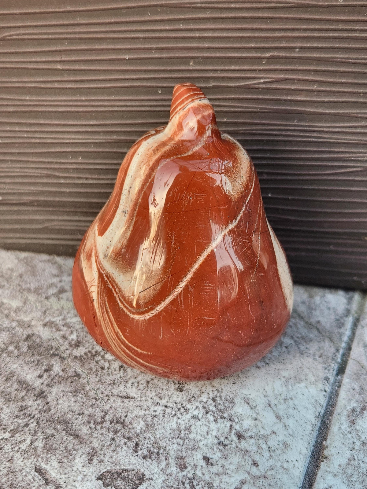 Red and White Jasper Pumpkin Polished Crystal, Fall Decoration, Gourd