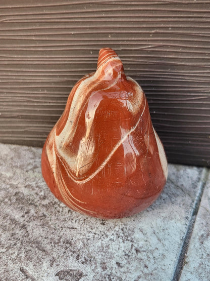 Red and White Jasper Pumpkin Polished Crystal, Fall Decoration, Gourd