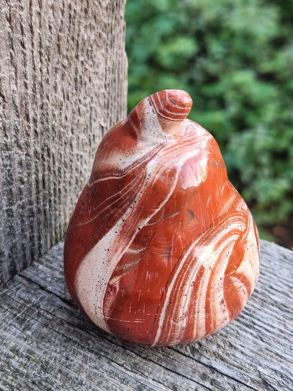 Red and White Jasper Pumpkin Polished Crystal, Fall Decoration, Gourd