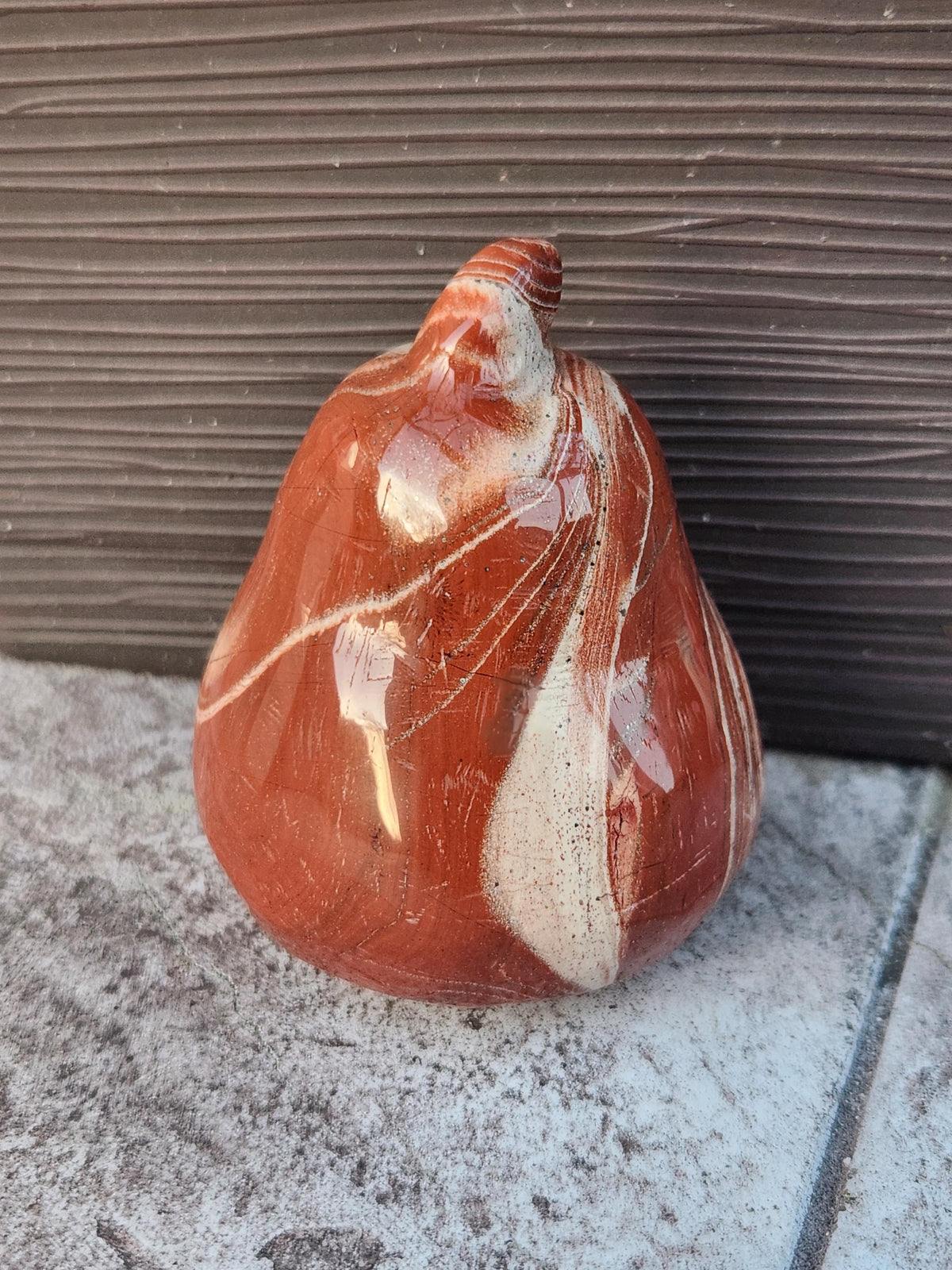 Red and White Jasper Pumpkin Polished Crystal, Fall Decoration, Gourd