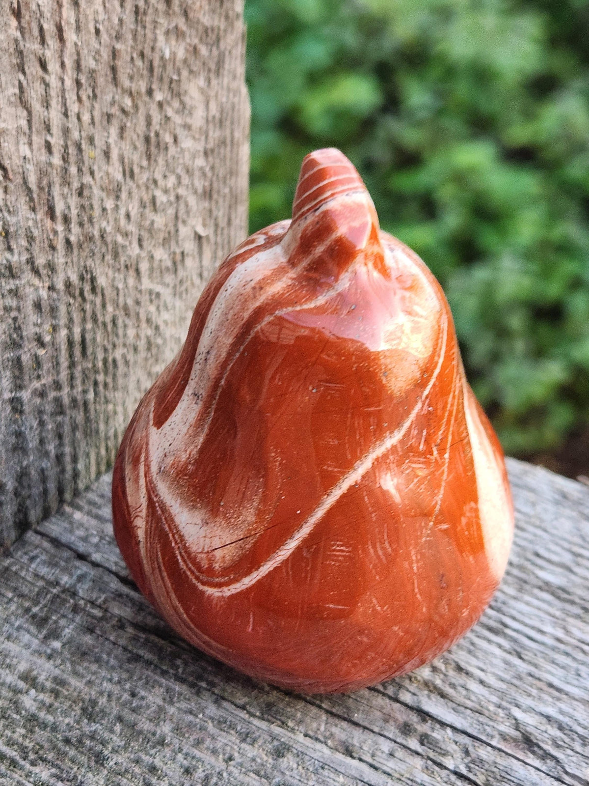 Red and White Jasper Pumpkin Polished Crystal, Fall Decoration, Gourd