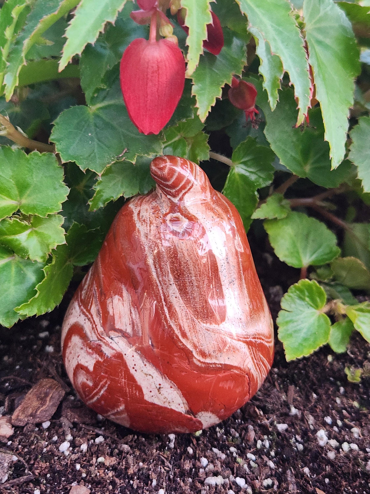 Red and White Jasper Pumpkin Polished Crystal, Fall Decoration, Gourd