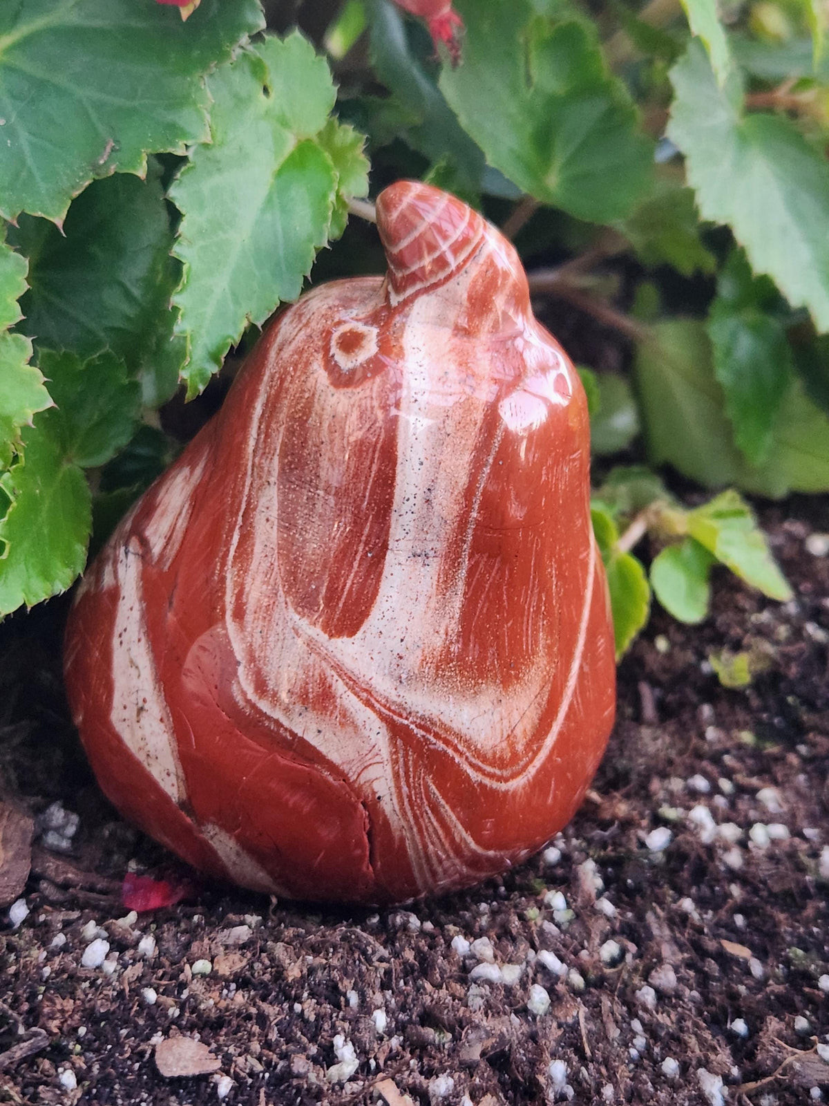 Red and White Jasper Pumpkin Polished Crystal, Fall Decoration, Gourd
