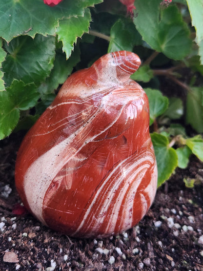Red and White Jasper Pumpkin Polished Crystal, Fall Decoration, Gourd