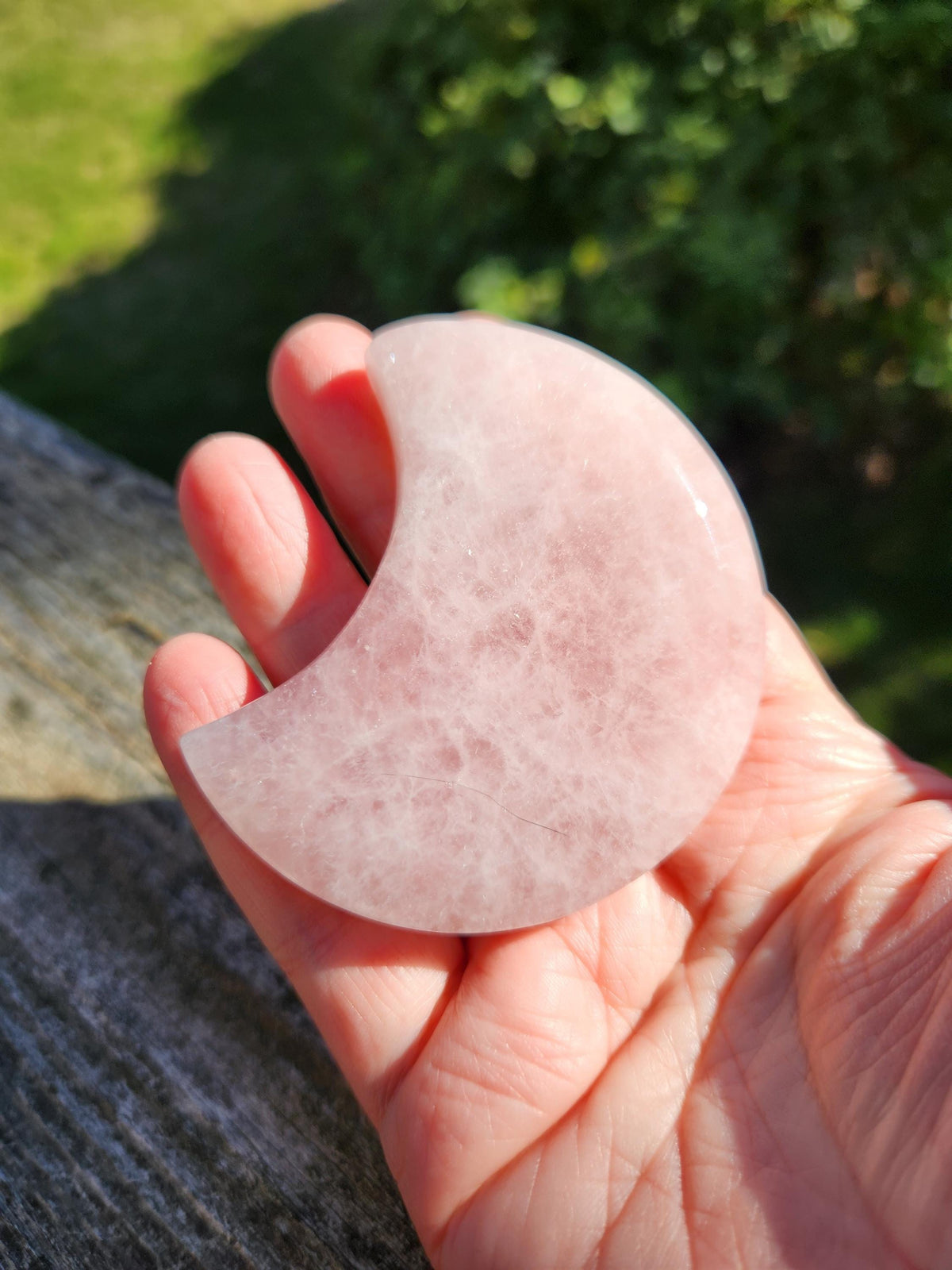 Rose Quartz Half Moon Crystal Shallow Bowl Or Dish: Decorative Small Tray