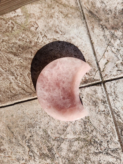 Rose Quartz Half Moon Crystal Shallow Bowl Or Dish: Decorative Small Tray