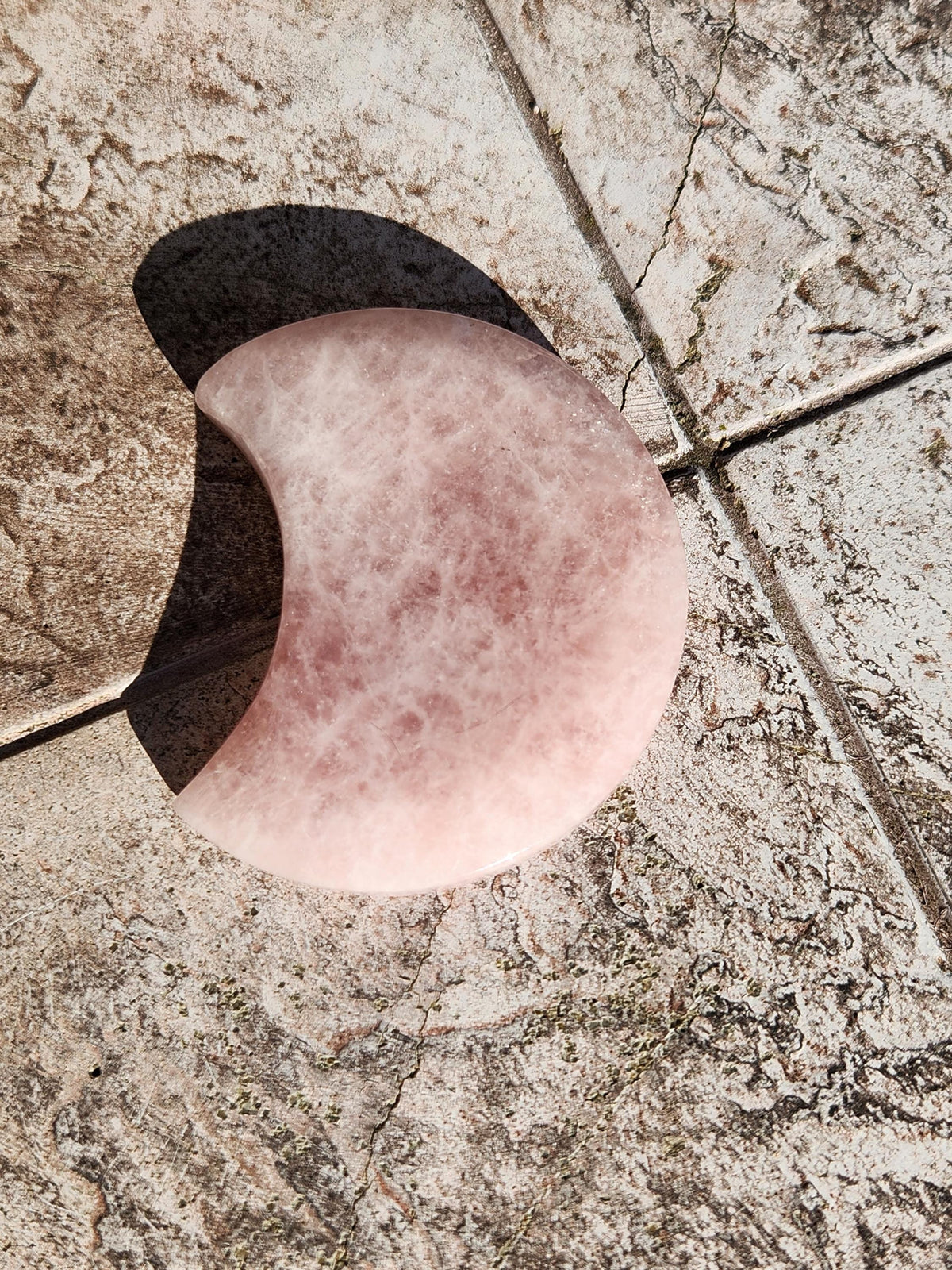 Rose Quartz Half Moon Crystal Shallow Bowl Or Dish: Decorative Small Tray