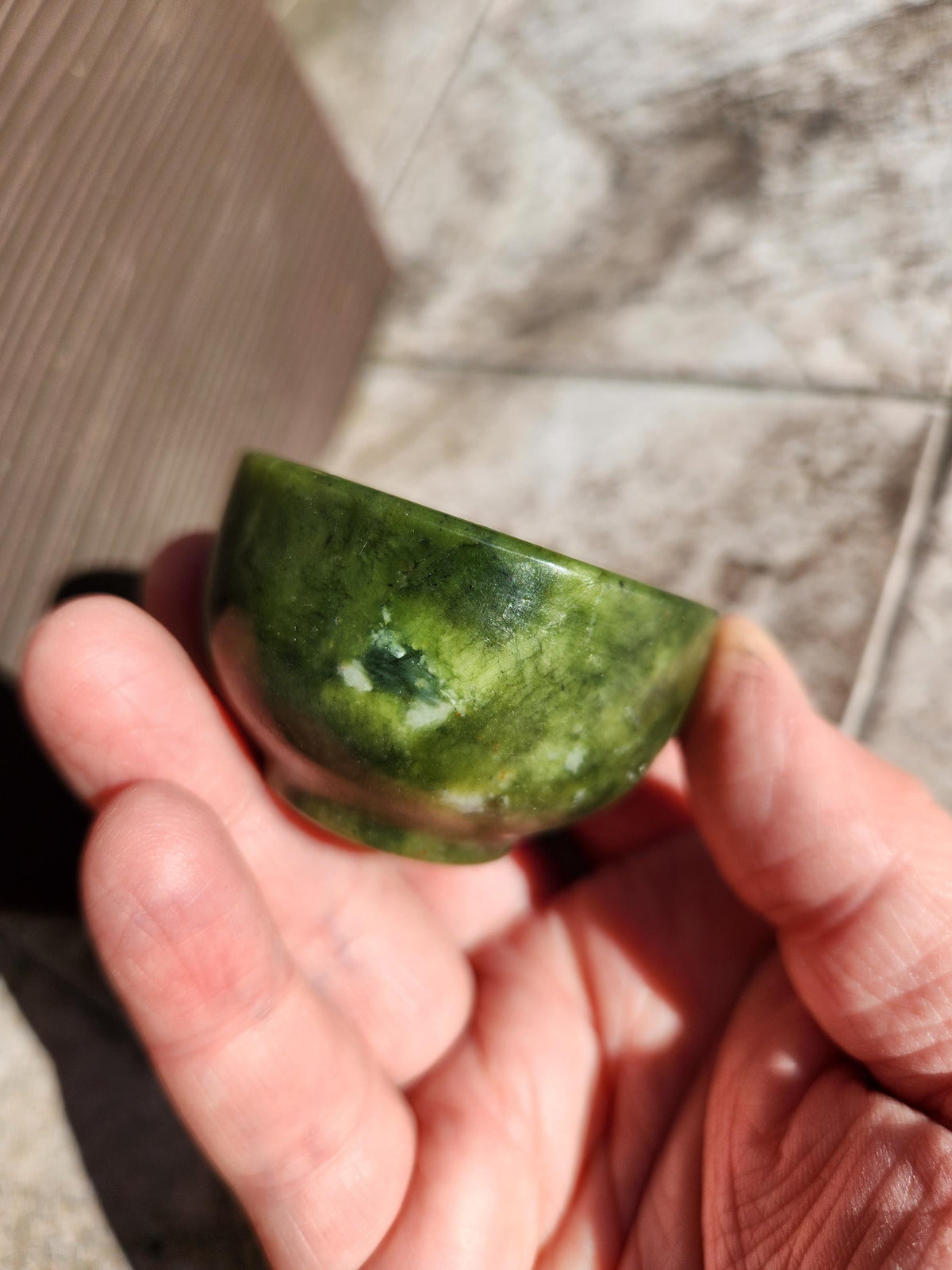 Dark Green Jade Crystal Small Bowl