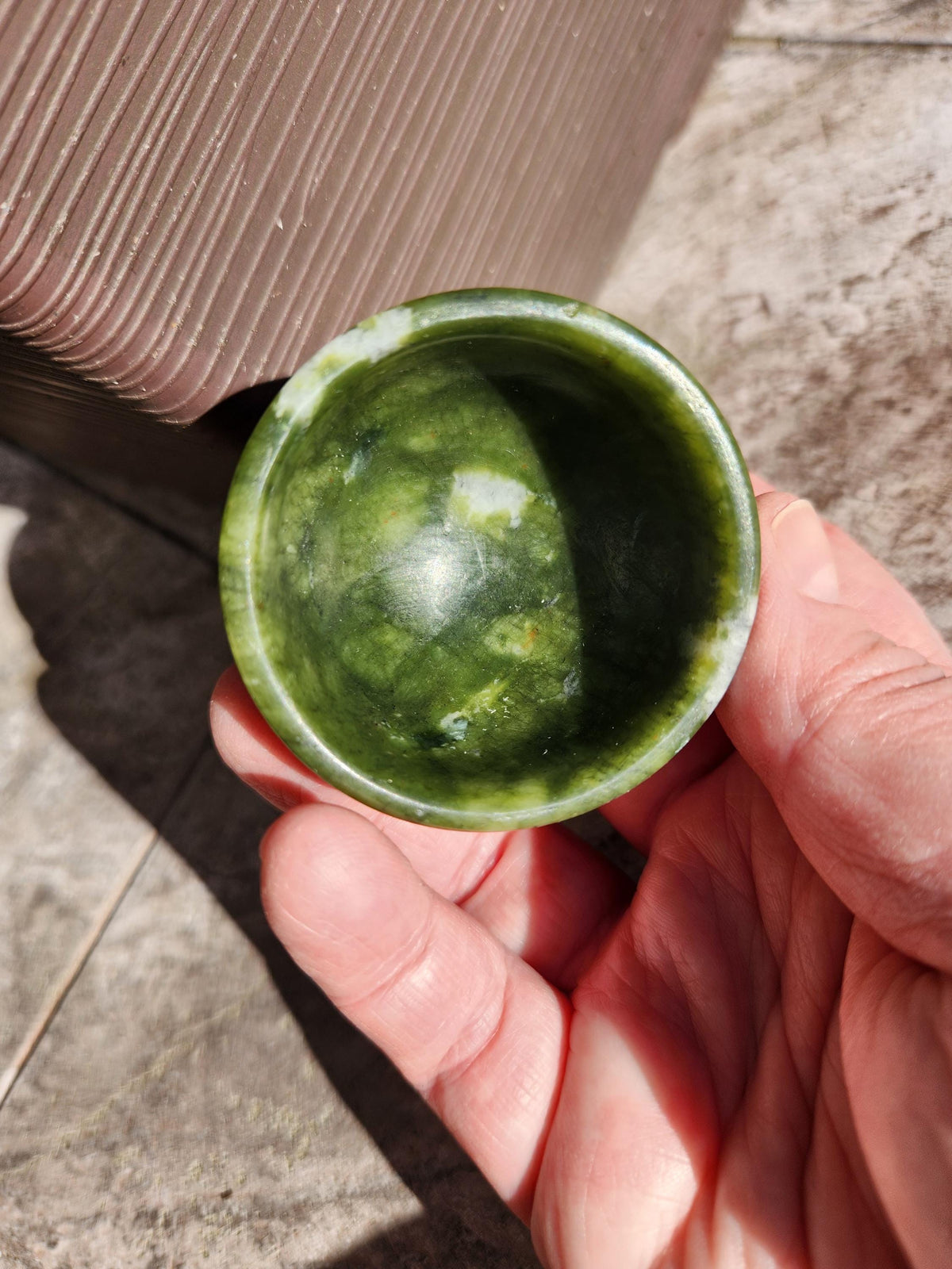 Dark Green Jade Crystal Small Bowl