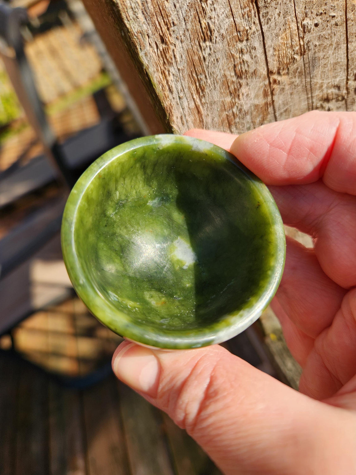 Dark Green Jade Crystal Small Bowl