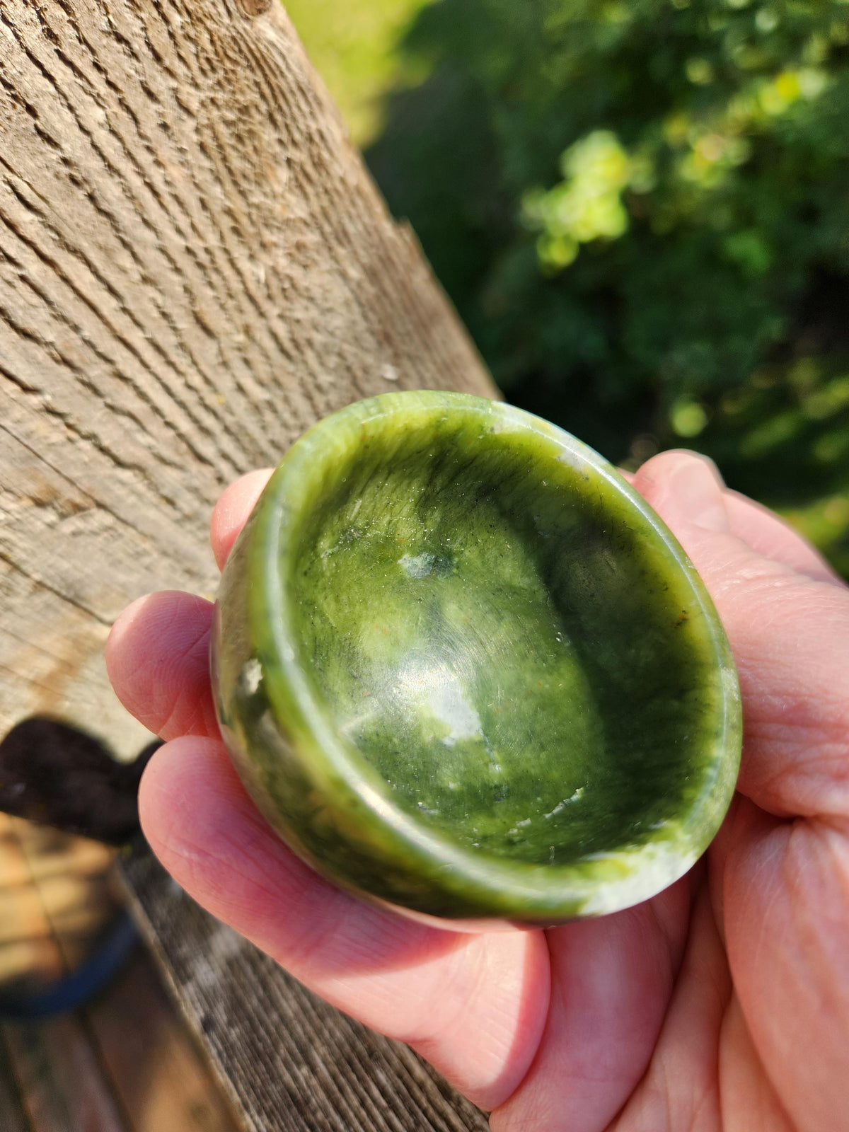 Dark Green Jade Crystal Small Bowl
