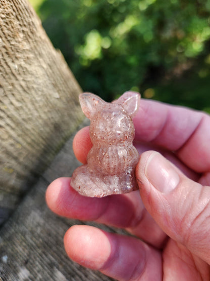 Eevee Strawberry Quartz Carving, Pokémon Crystal, Small