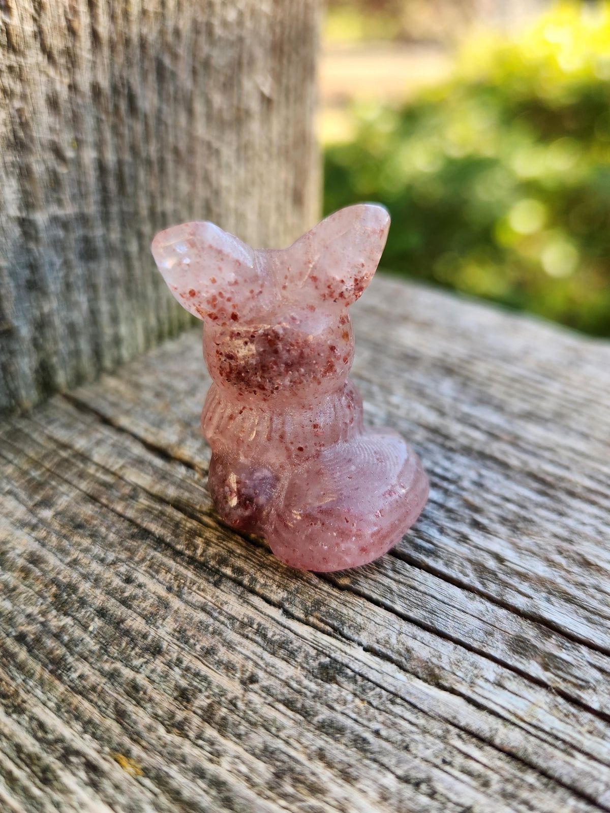 Eevee Strawberry Quartz Carving, Pokémon Crystal, Small