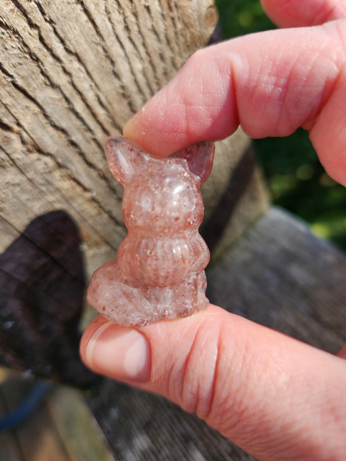 Eevee Strawberry Quartz Carving, Pokémon Crystal, Small