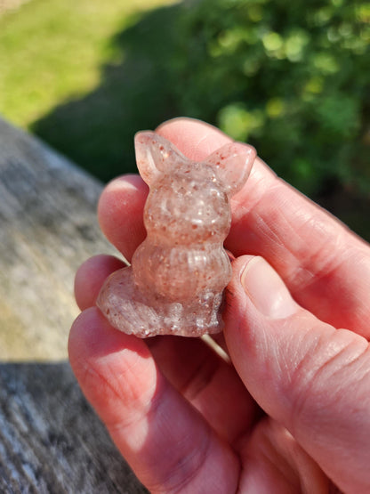 Eevee Strawberry Quartz Carving, Pokémon Crystal, Small