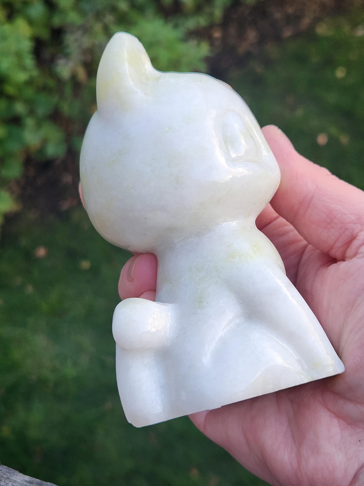 Artemis Cat From Sailor Moon, White Feline, Large Chrysoprase Crystal Cat, Anime