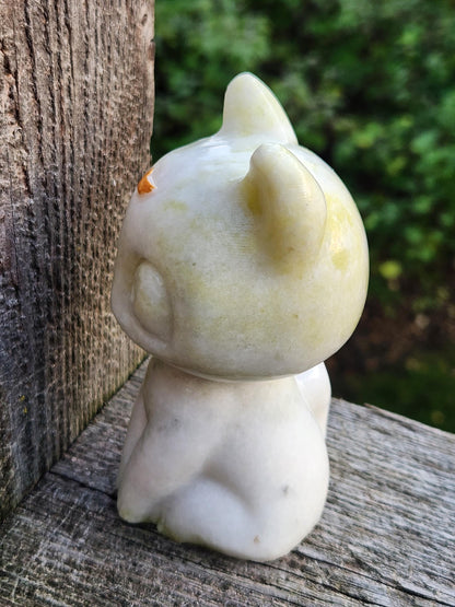 Artemis Cat From Sailor Moon, White Feline, Large Chrysoprase Crystal Cat, Anime
