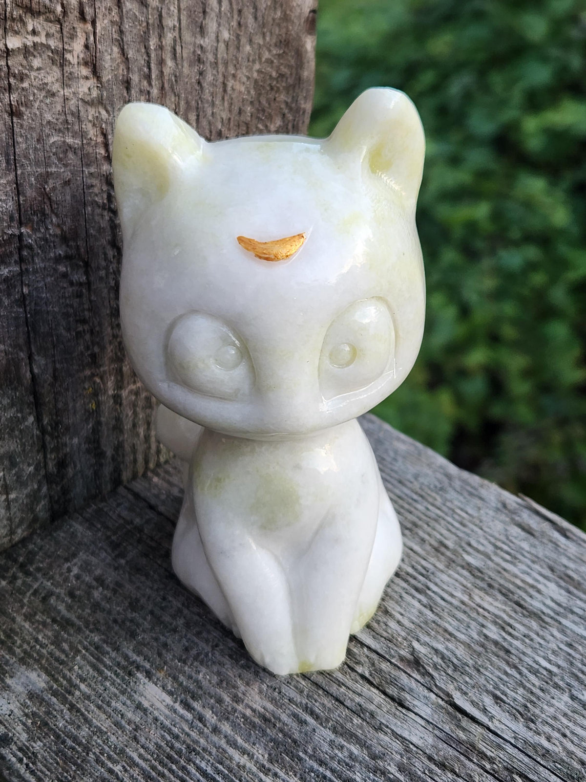 Artemis Cat From Sailor Moon, White Feline, Large Chrysoprase Crystal Cat, Anime