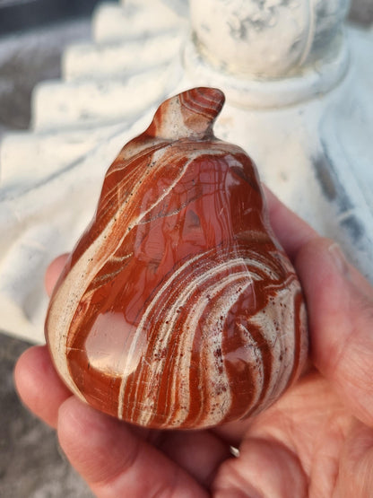 Red and White Jasper Pumpkin Polished Crystal, Fall Decoration, Gourd