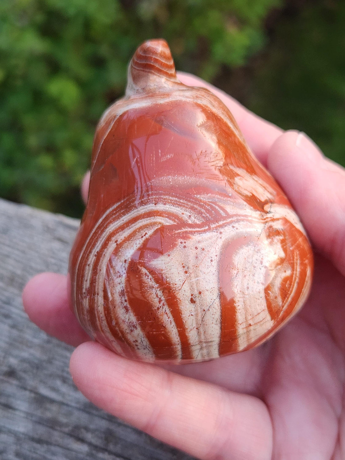 Red and White Jasper Pumpkin Polished Crystal, Fall Decoration, Gourd