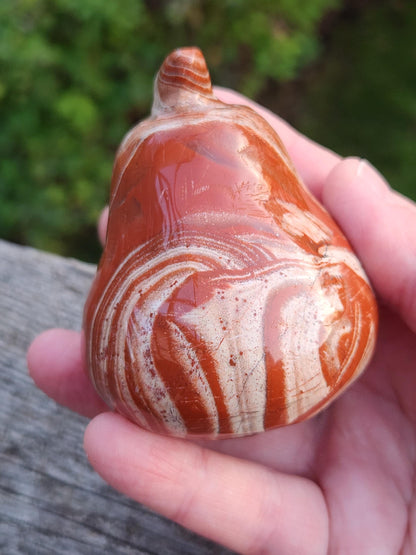 Red and White Jasper Pumpkin Polished Crystal, Fall Decoration, Gourd