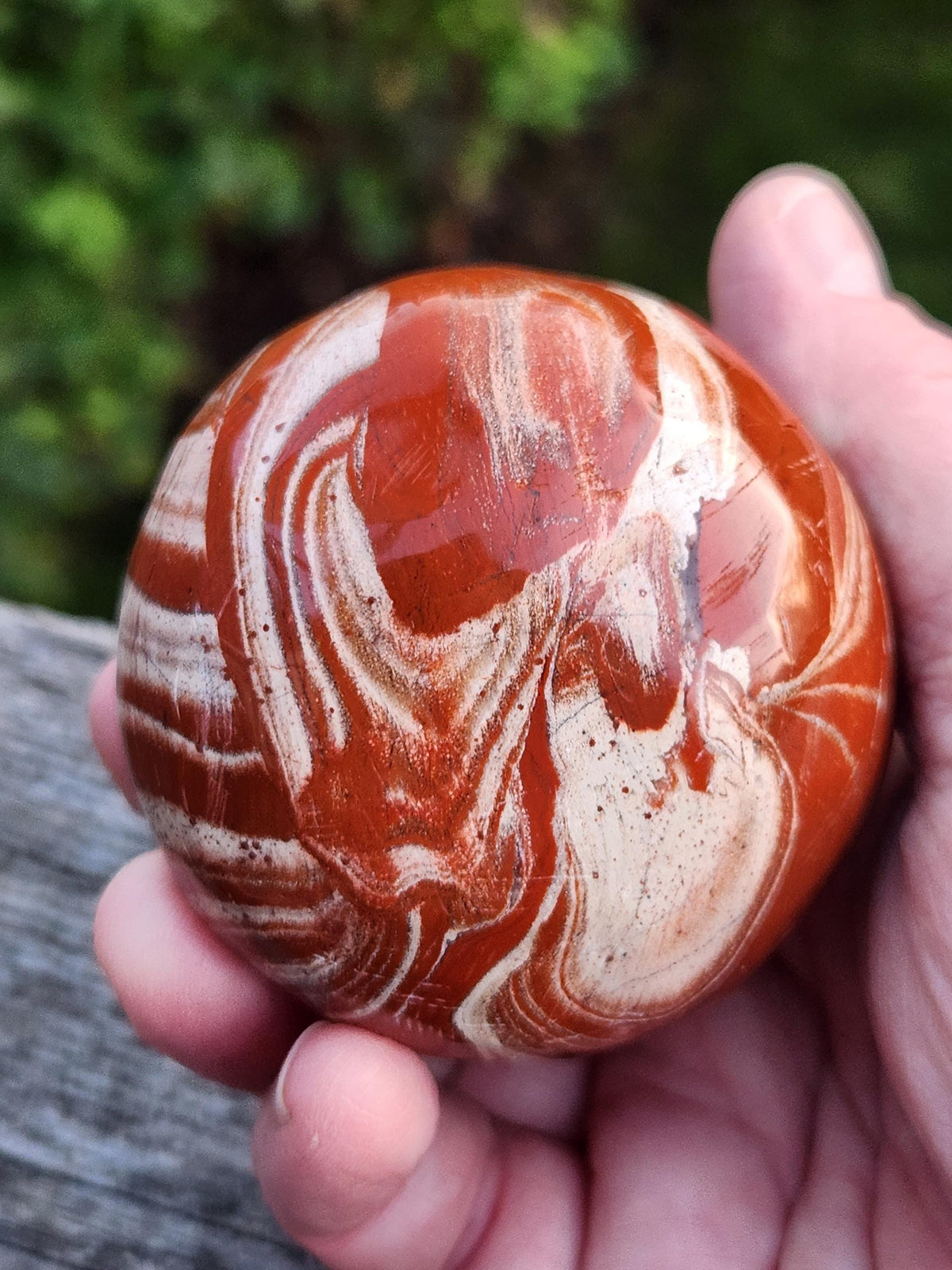 Red and White Jasper Pumpkin Polished Crystal, Fall Decoration, Gourd