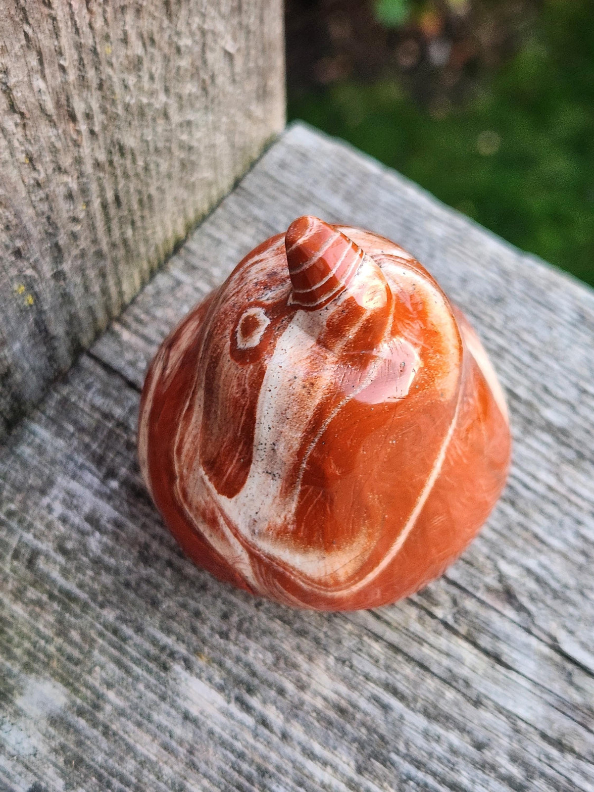 Red and White Jasper Pumpkin Polished Crystal, Fall Decoration, Gourd