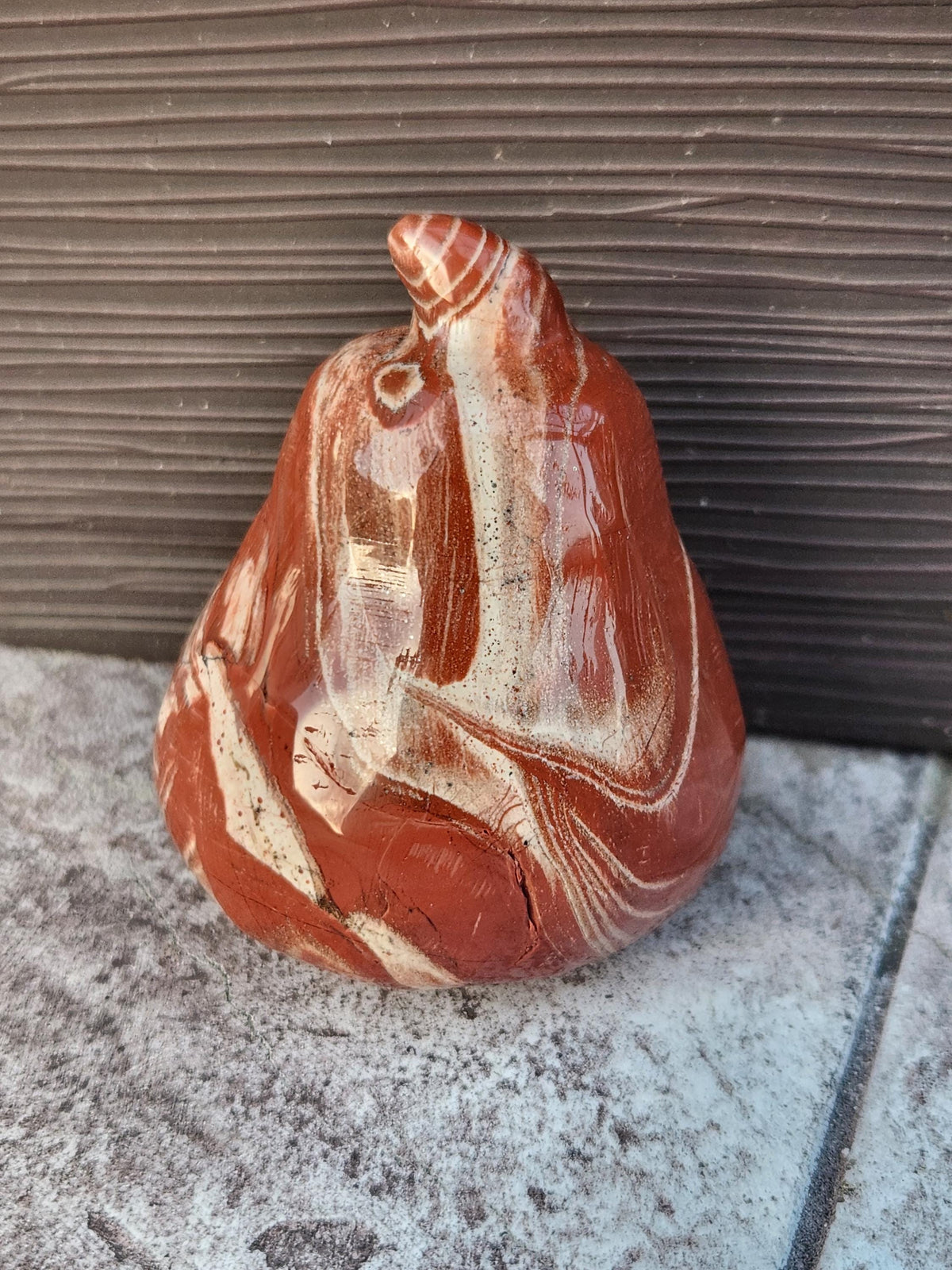 Red and White Jasper Pumpkin Polished Crystal, Fall Decoration, Gourd