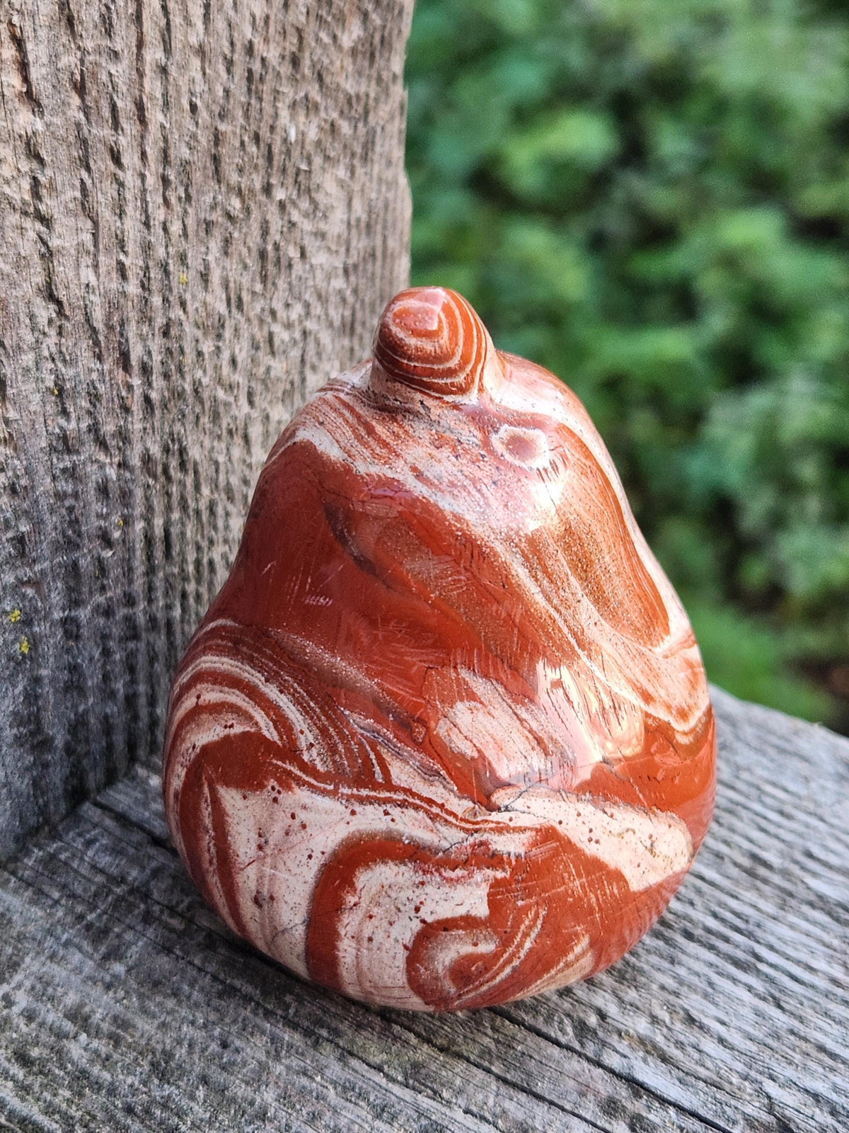 Red and White Jasper Pumpkin Polished Crystal, Fall Decoration, Gourd