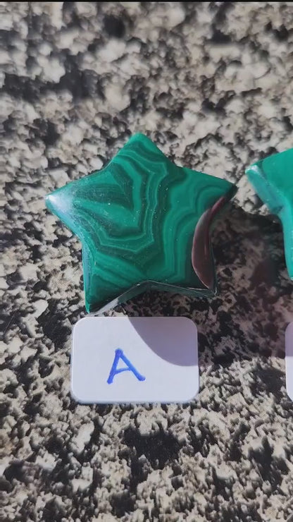 AAA Malachite Crystal Small Star, High Polish Pocket Stone, One